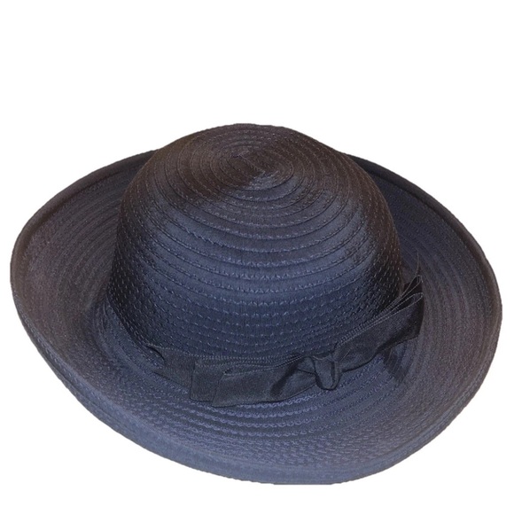 Kokin New York Navy Blue Wide-Brimmed Women’s Hat with Bow Accent EUC - Picture 2 of 8